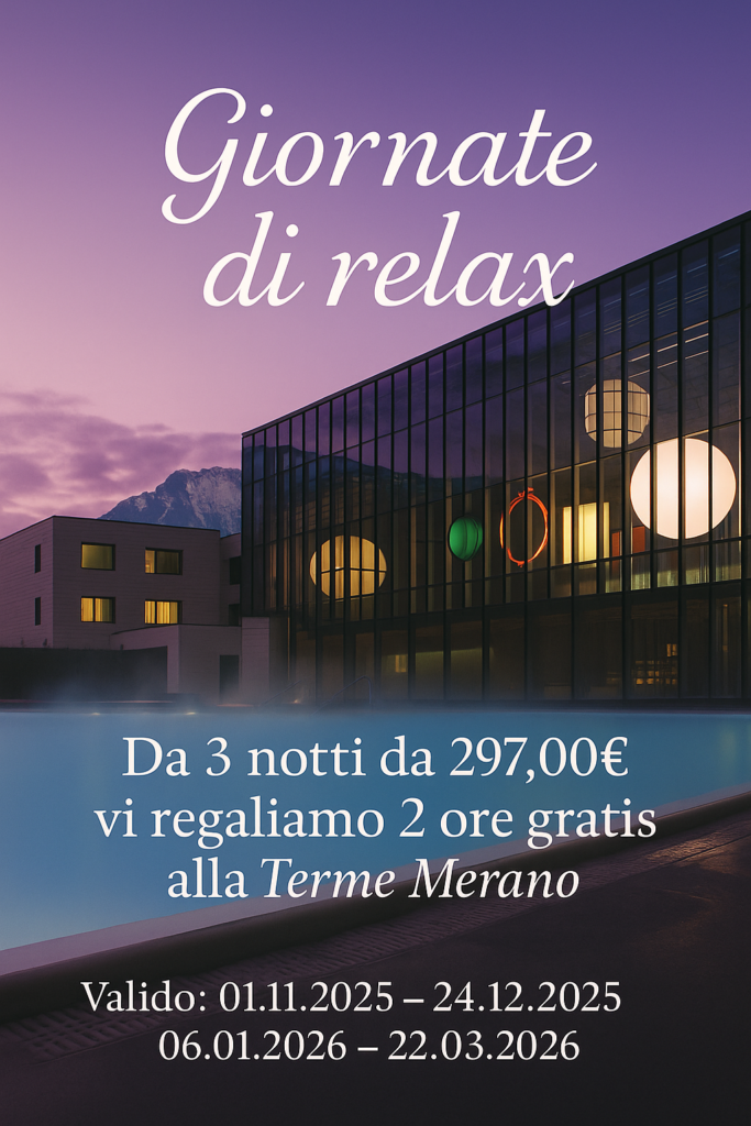 Da 3 notti vi regaliamo 2 ore gratis alla Terme Merano